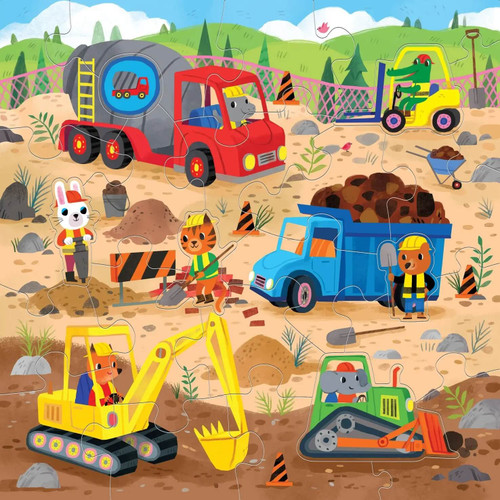 Mudpuppy's Construction Site 25-Piece Floor Puzzle with Shaped Pieces