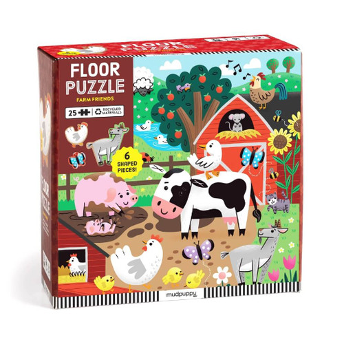 Mudpuppy's Farm Friends 25-Piece Floor Puzzle with Shaped Pieces
