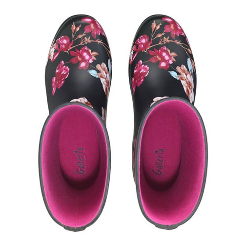 Galleria's Women's Mid-Calf Rain Boots, Botanical, Black