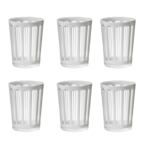 Tag Villa Acrylic Double Old Fashion Glass, Set of 6, White