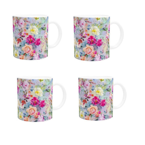 Bright Floral Mug Set of 4