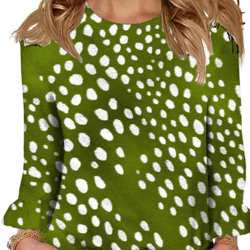 Galleria Women's Crew Neck Braclet Lenth Sleeve Blouse - Green