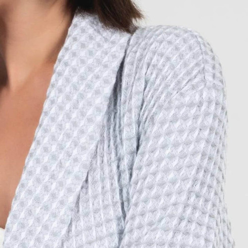 TQUIL Waffle Gofret Robe, 100%  Cotton, Unisex Robe, Gray