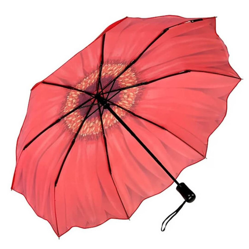 Galleria Red Daisy Folding Umbrella