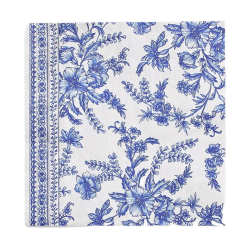 Coterie French Toile Paper Lunch/ Dinner Napkins, 25 Per Pack, Blue & White