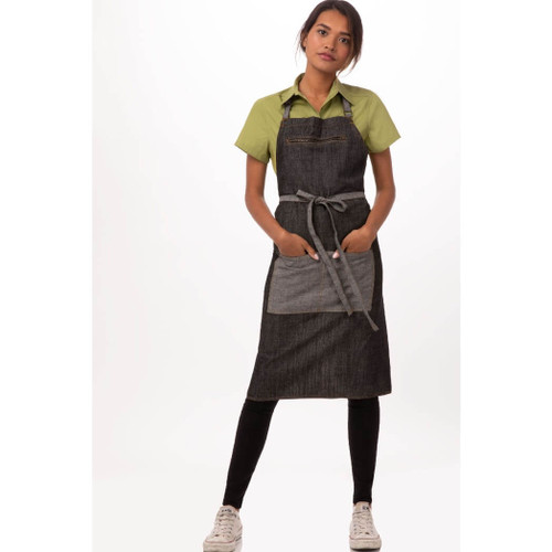 Chef Works Unisex Manhattan Bib Apron, Black
