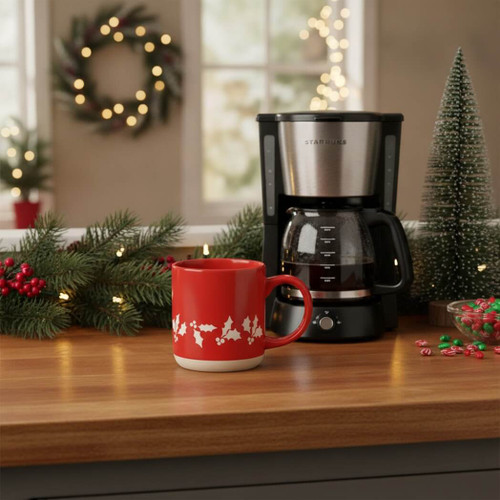 Sweet Water Decor Holly 14oz Red Stoneware Mug