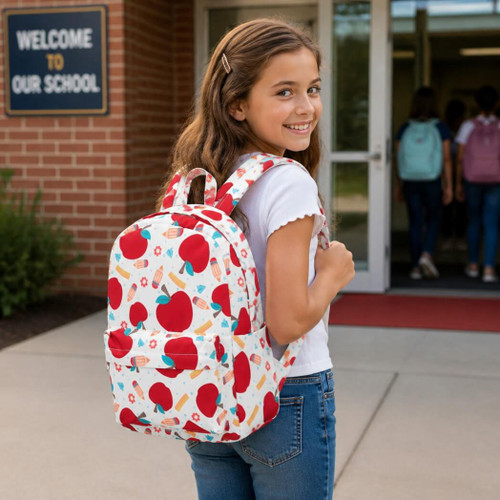 Sassy Kids Back To School Apple & Pencils Flower Backpack