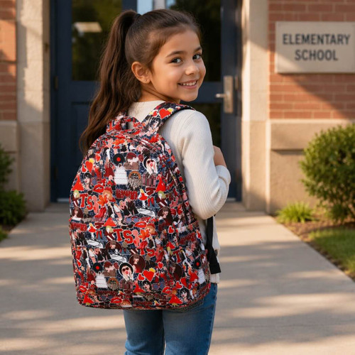 Sassy Kids Red Music Tour Girls Backpack, 13 x 5 x 17 H, Grade School Backpack
