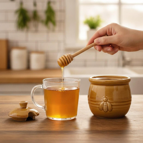 Fox Run Bee Ceramic Honey Jar and Dipper