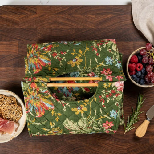 Modern Prairie Eternal Rose Quilted Casserole Carrier, Green