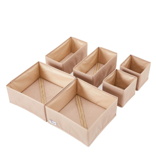 Periea Set of 6 Drawer Organizers, Premium Camel