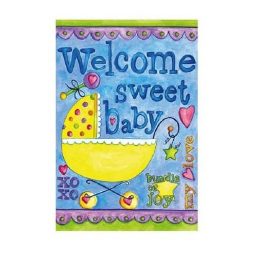Evergreetings Baby Card with Garden Flag - Welcome Sweet Baby