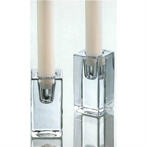Tag Chunky Glass Taper Candle Holders, Set of 2