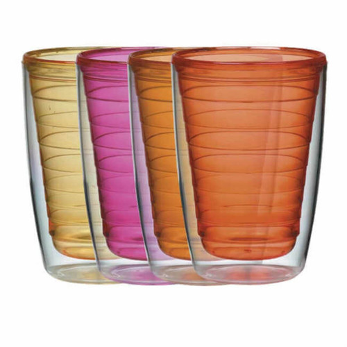 16-Ounce Acrylic Tumbler Set of 4, Hot Tones
