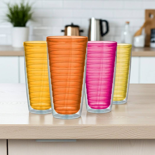 Boston Warehouse Acrylic Tumbler Set 24 Oz, Hot Tones