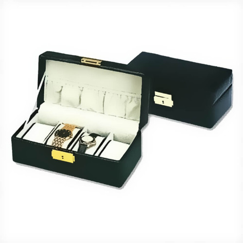 Budd Leather 4 Watch Black Leather Watch Box