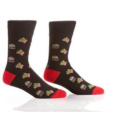 Yo Sox Men's Crew Socks Burger & Fries