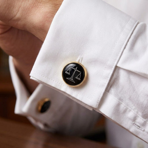 Bey Berk Gold Plated Cufflinks with Scales Design