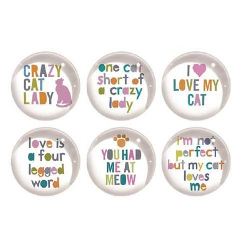 Fringe Glass Magnet Set, Painted Quotes Cat