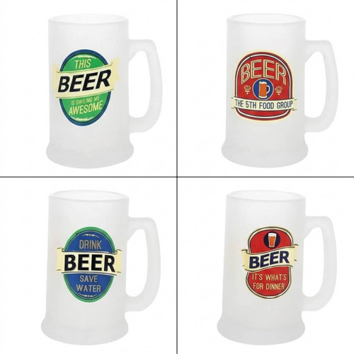 DEI Beer Sayings Steins, 5.5-Inch, Set of 4