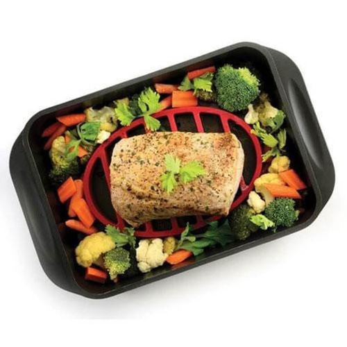 Norpro Oval Silicone Roasting Rack, Red