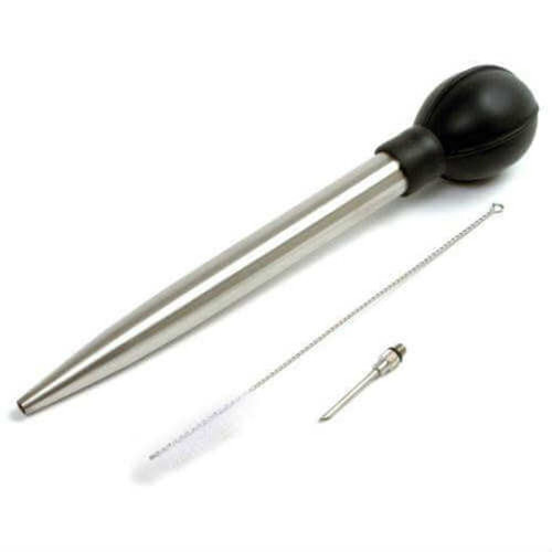 Deluxe Stainless Steel Poultry Baster with Injector Needle and Brush Deluxe Stainless Steel Poultry Baster with Injector Needle and Brush