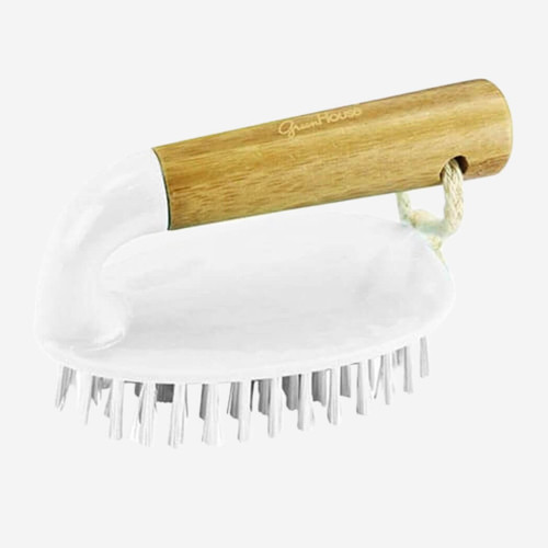 Bamboo Scrub Brush, White, Green House Collection by Boston Warehouse