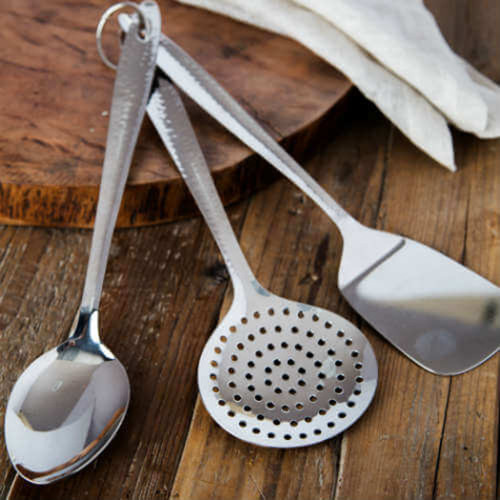 Home Essentials Hammered Nickel Kitchen Tools, Set of 3 Home Essentials Hammered Nickel Kitchen Tools, Set of 3