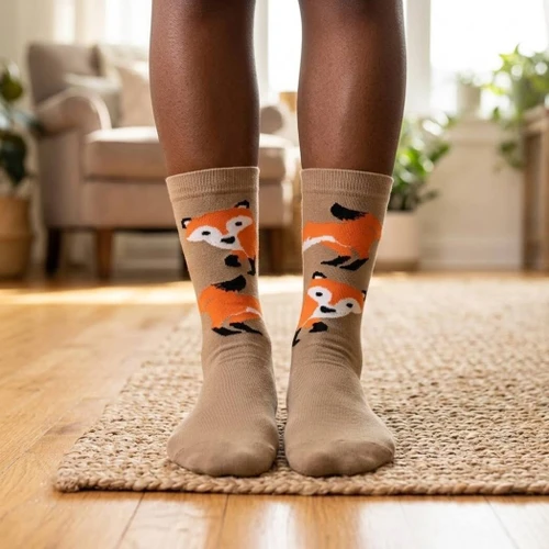 Snoozies Womens Simply Pairables Splitz Novelty Dress Socks, Foxy