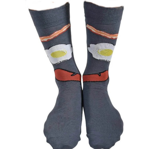Snoozies Men's Splitz Novelty Dress Socks, Bacon & Eggs Snoozies Men's Splitz Novelty Dress Socks, Bacon & Eggs