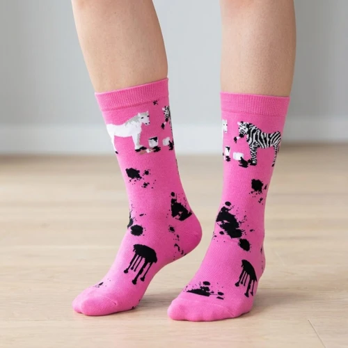 Snoozies Women's Simply Pairables Splitz Dress Socks, Zebra Stripes