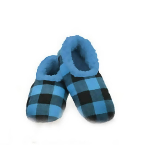 Snoozies Men's Slippers, Buffalo Plaid Blue