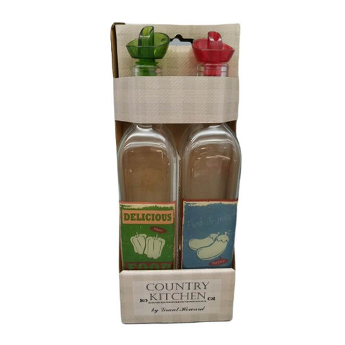 GHA Oil Dispenser, Country Kitchen Organic Plant, Set of 2