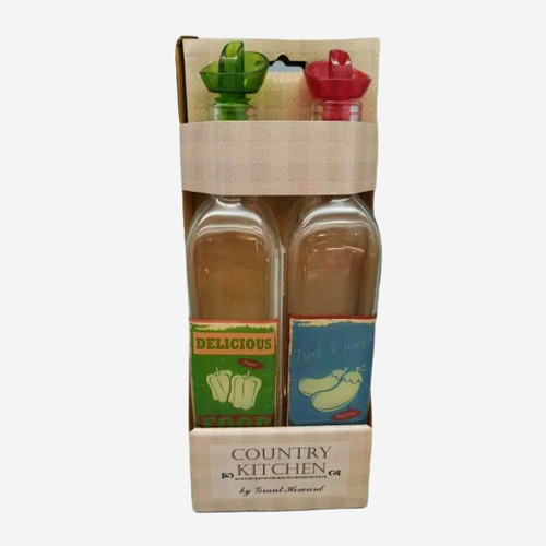 GHA Oil Dispenser, Country Kitchen Organic Plant, Set of 2