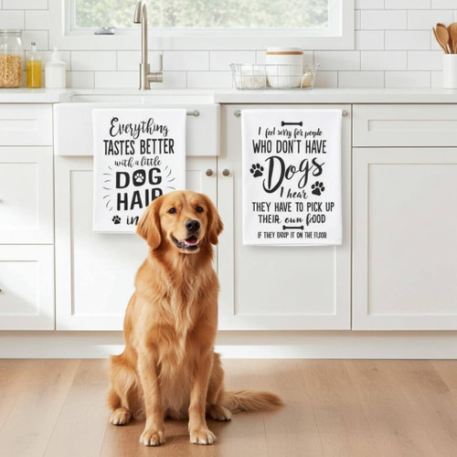 Forever Yours Cotton Dog Kitchen Towels