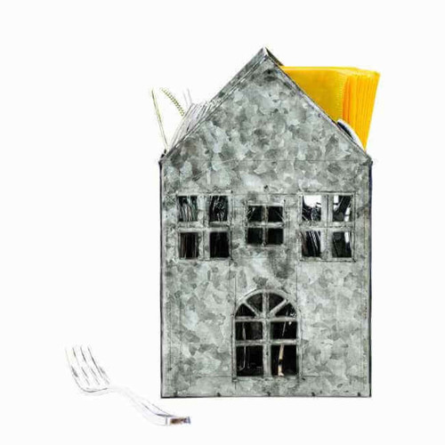 Boston Warehouse Galvanized Metal House 4 Section Flatware Caddy