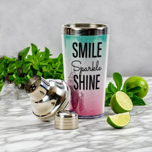Smile Sparkle Shine Insulated Ombre 14-Oz Cocktail Shaker