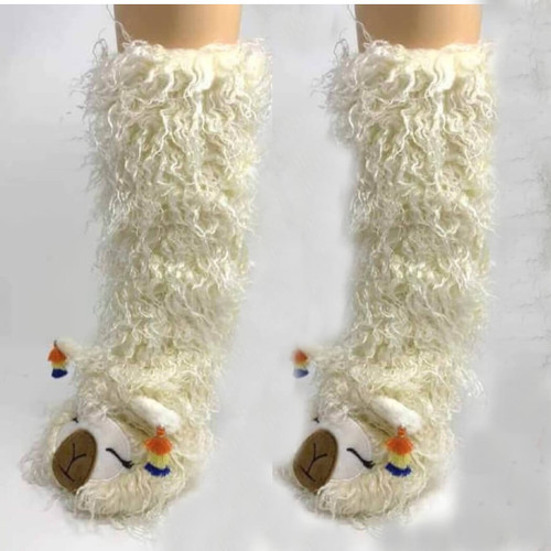 Llama Llama Women's Plush Sherpa Slippers, White