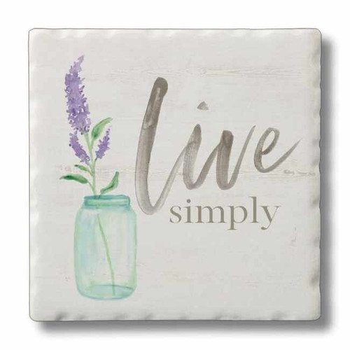 Highland Home Tumbled Tile Coasters, Live Simply