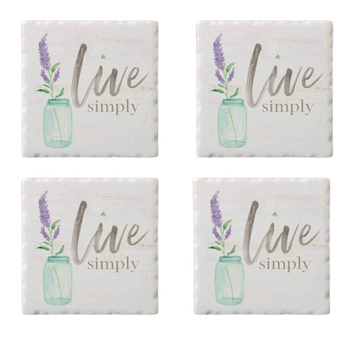 CounterArt Tumbled Tile Stone Coasters, Live Simply CounterArt Tumbled Tile Stone Coasters, Live Simply