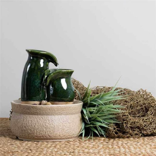 Foreside Home and Garden Vases Fountain, Green Foreside Home and Garden Vases Fountain, Green