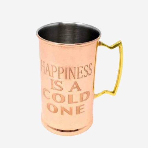 Concepts Copper Plated 24-oz Etched Beer Mug with Brass Handle, Cold One