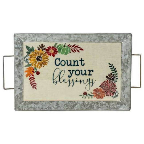 Boston Warehouse 18" Galvanized Metal Harvest Serving Tray with Handles