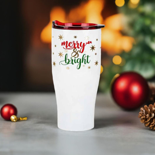 Boston Warehouse 20-oz Stainless Steel Insulated Travel Tumbler Merry & Bright Boston Warehouse 20-oz Stainless Steel Insulated Travel Tumbler Merry & Bright