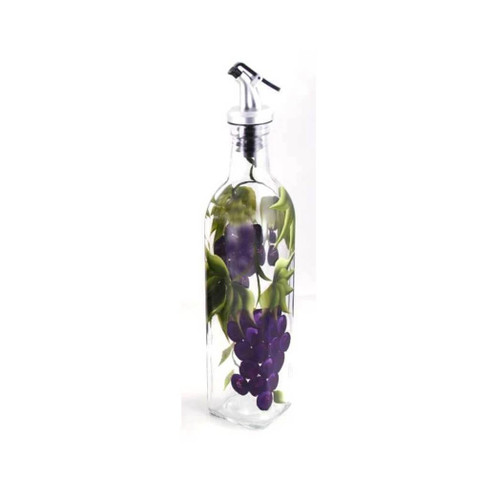 Grant Howard Hand Paint Grapes Oil or Vinegar Glass Cruet Bottle, 16-Oz