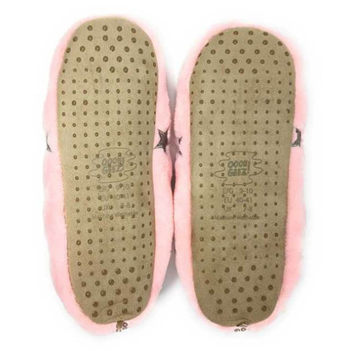 Oooh Geez Pink Glitter Stars Women's Sherpa Slippers
