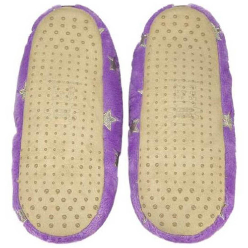 Oooh Geez Purple Glitter Stars Women's Sherpa Slippers