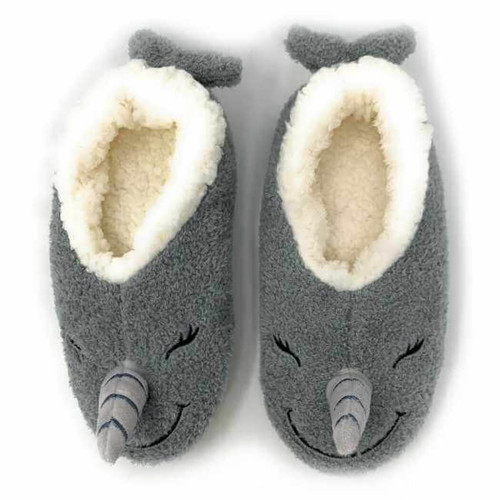 Oooh Geez Fluffy Animal Women's Slippers, Narwhal
