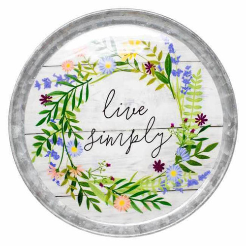 Boston Warehouse 12" Galvanized Cake Stand with Wooden Base, Live Simply